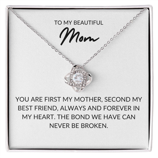 TO MY BEAUTIFUL MOM, LOVE KNOT NECKLACE