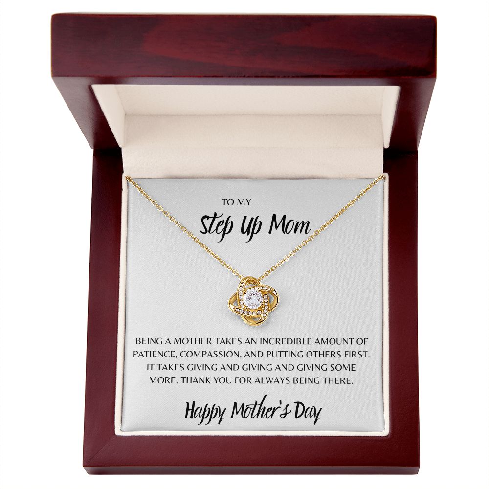 TO MY STEP UP MOM, HAPPY MOTHERS DAY, LOVE KNOT NECKLACE