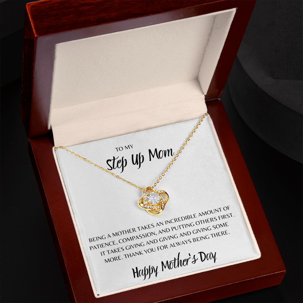 TO MY STEP UP MOM, HAPPY MOTHERS DAY, LOVE KNOT NECKLACE