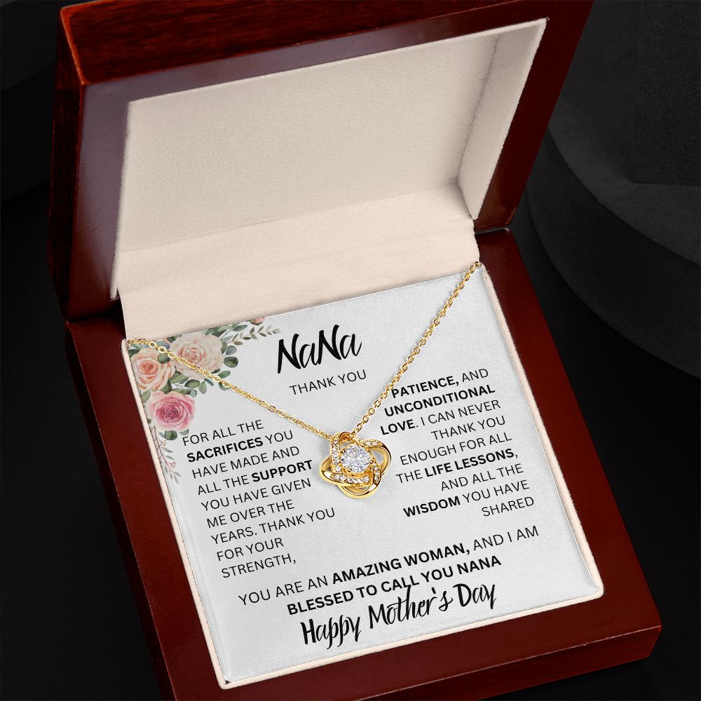 NA-NA THANK YOU, HAPPY MOTHERS DAY, LOVE KNOT NECKLACE