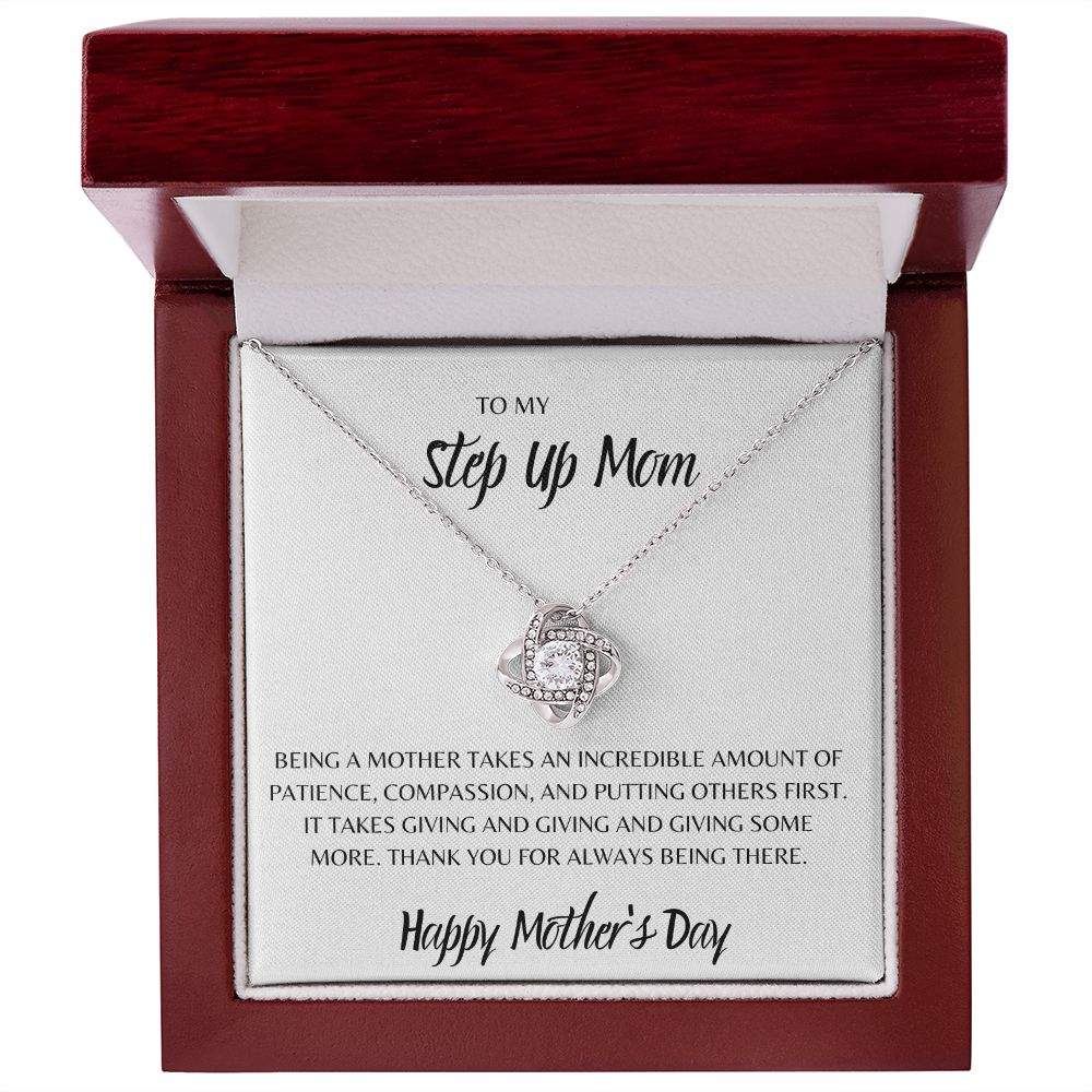 TO MY STEP UP MOM, HAPPY MOTHERS DAY, LOVE KNOT NECKLACE
