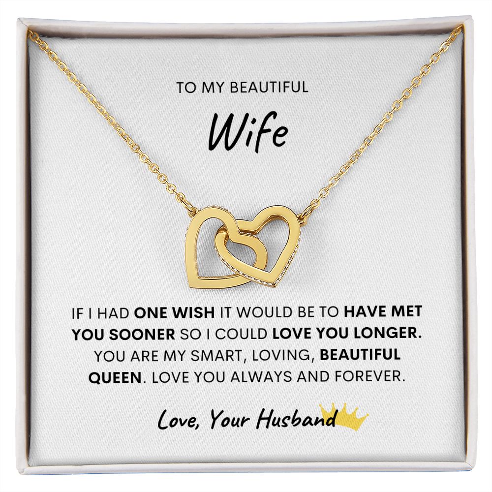 TO MY BEAUTIFUL WIFE, INTERLOCKING HEART NECKLACE