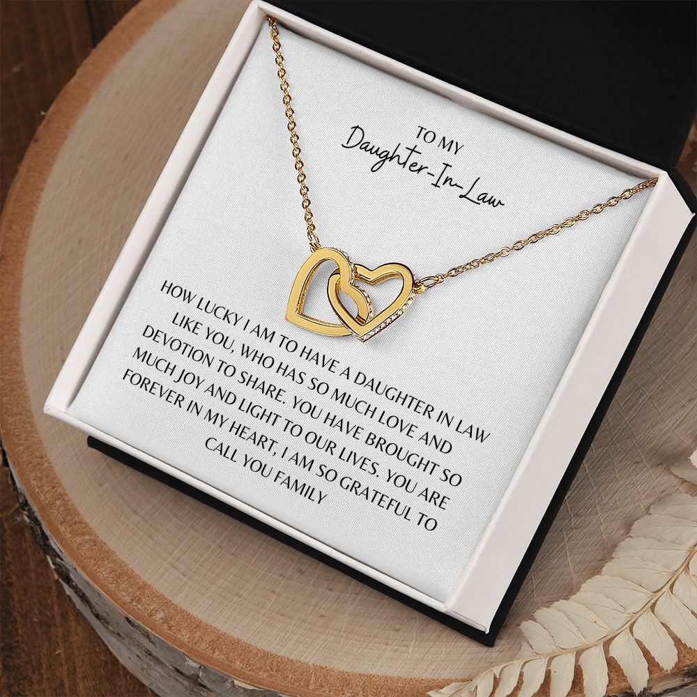 TO MY DAUGHTER IN LAW, INTERLOCKING HEARTS NECKLACE
