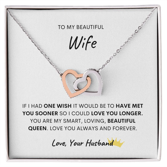 TO MY BEAUTIFUL WIFE, INTERLOCKING HEART NECKLACE