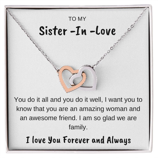 To My Sister In Love, Love You Forever, Interlocking Hearts Necklace