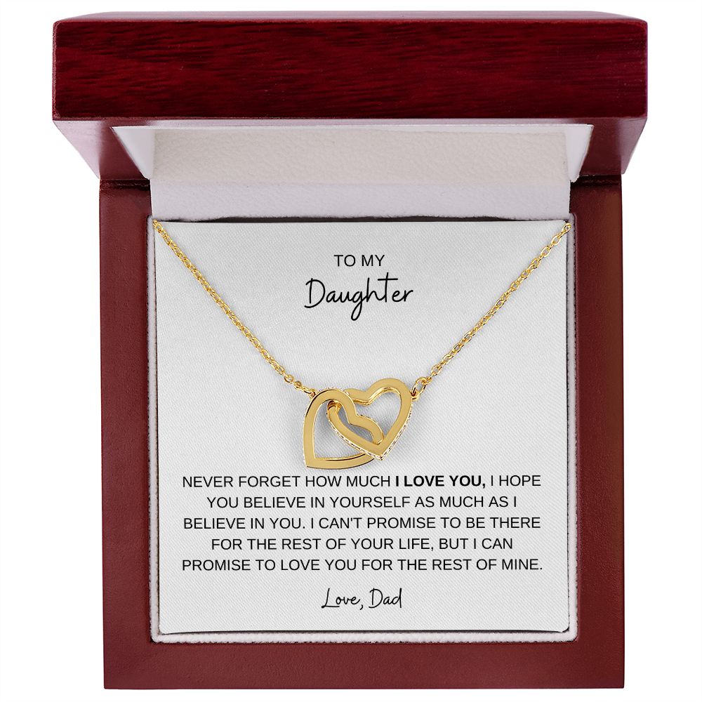 TO MY DAUGHTER, LOVE DAD, INTERLOCKING HEARTS NECKLACE