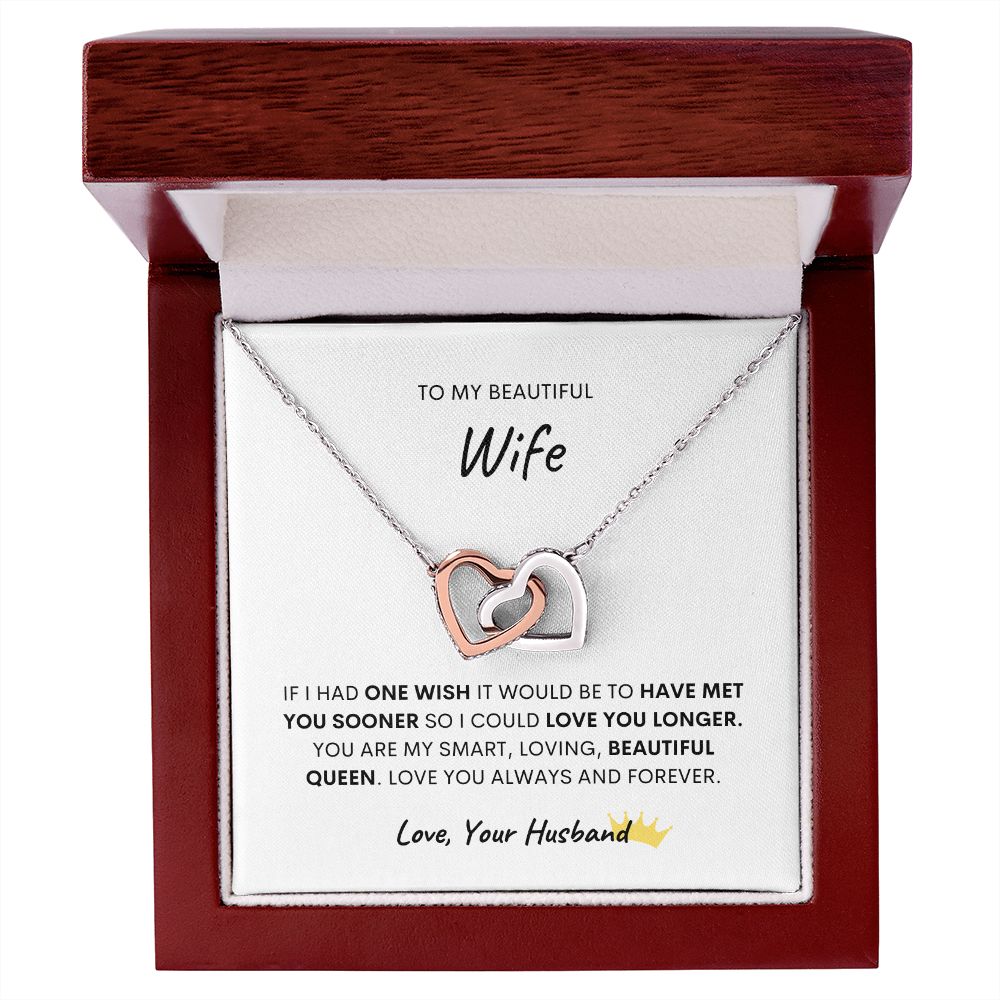 TO MY BEAUTIFUL WIFE, INTERLOCKING HEART NECKLACE