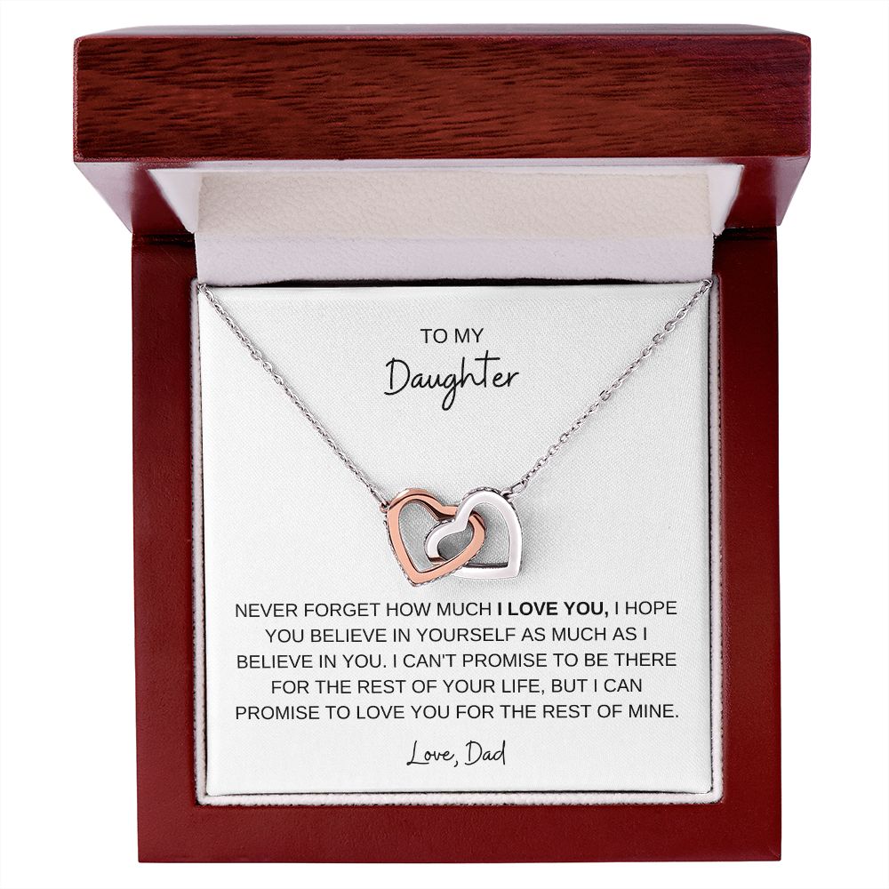 TO MY DAUGHTER, LOVE DAD, INTERLOCKING HEARTS NECKLACE