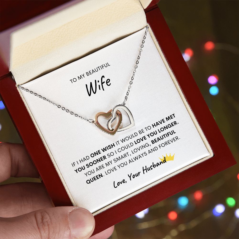 TO MY BEAUTIFUL WIFE, INTERLOCKING HEART NECKLACE