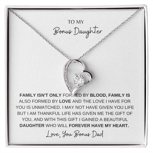 To My Bonus Daughter, Love Your Bonus Dad, Forever Love Necklace