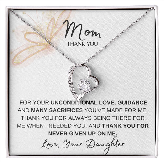Mom Thank you, Love Your Daughter, Forever Love Necklace