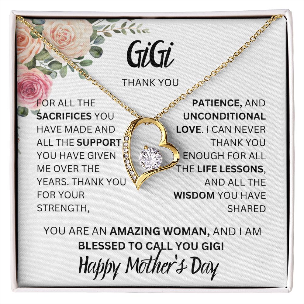 GIGI THANK YOU, FLOWERS HAPPY MOTHERS DAY, FOREVER LOVE NECKLACE