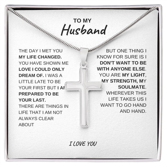 TO MY HUSBAND, I LOVE YOU, CROSS NECKLACE