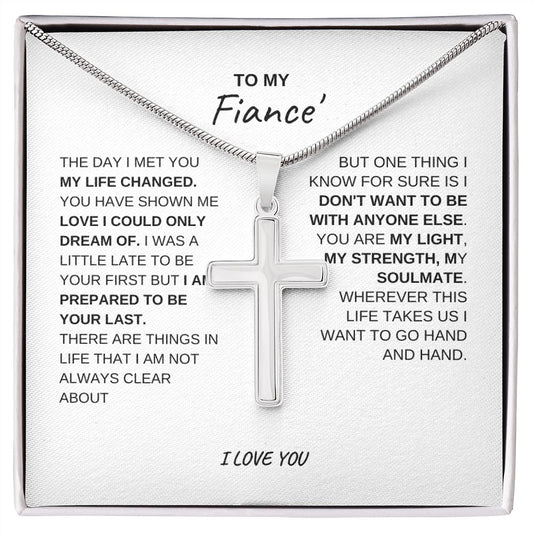 TO MY FIANCE', I LOVE YOU, CROSS NECKLACE