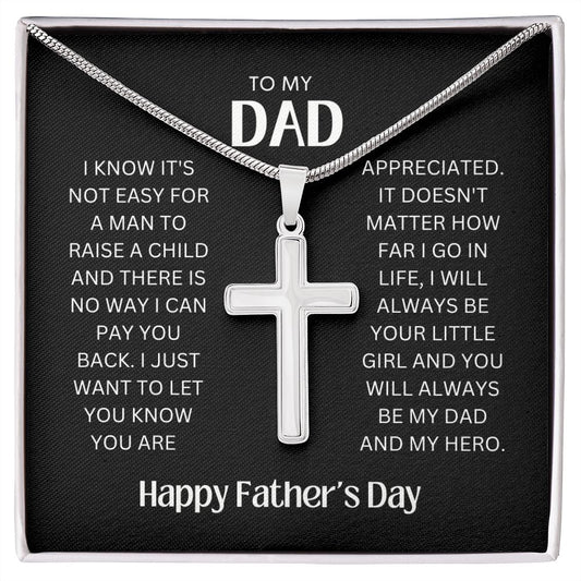 TO MY DAD, HAPPY FATHERS DAY, CROSS NECKLACE