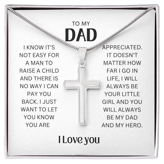 TO MY DAD, I LOVE YOU, CROSS NECKLACE